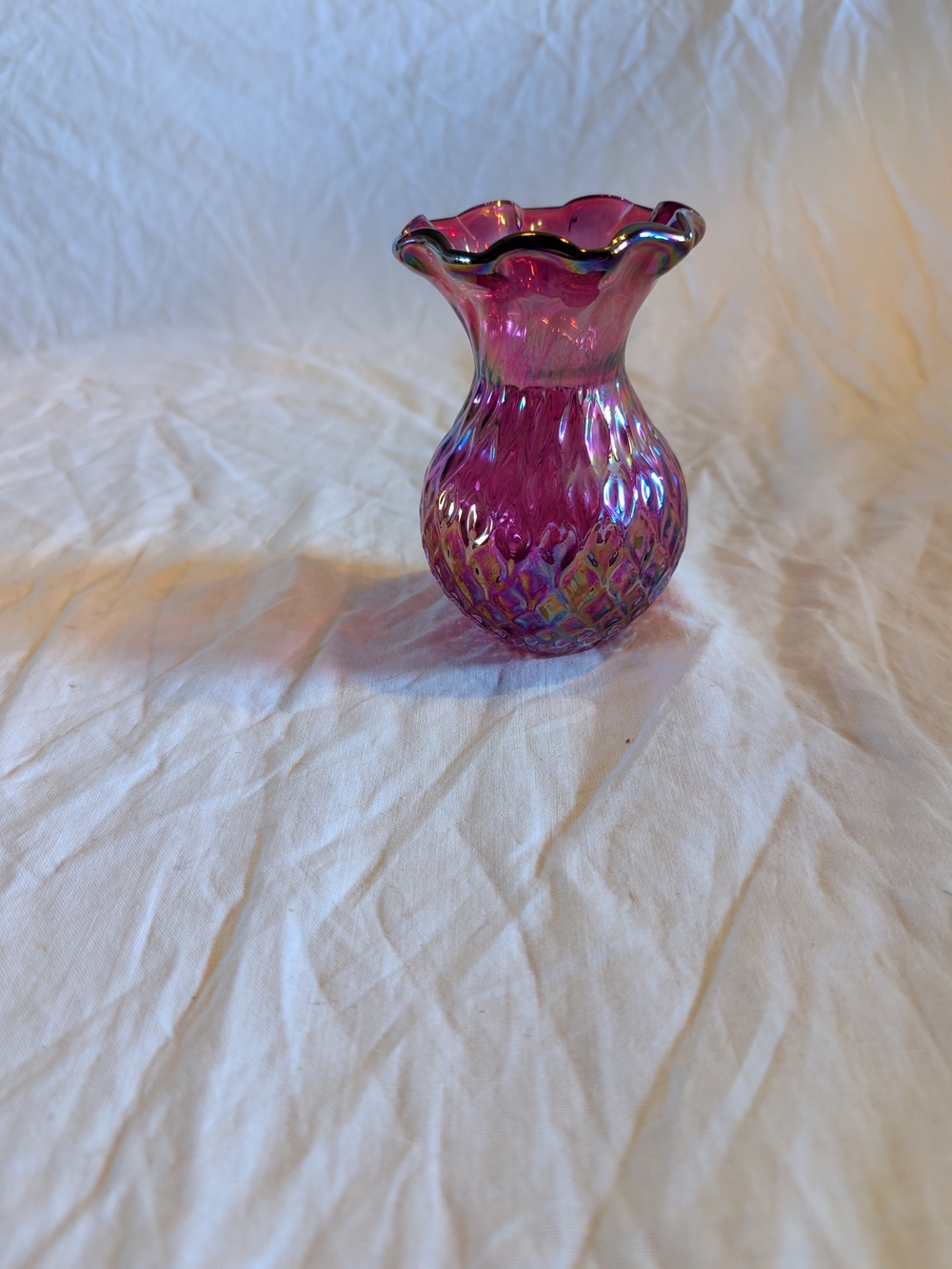 2/80$ Vintage Pink Iridescent Glass Vase